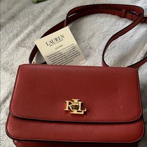 Lauren Ralph Lauren Burgundy Leather Crossbody Bag